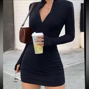 Black Zipup Bodycon Dress
